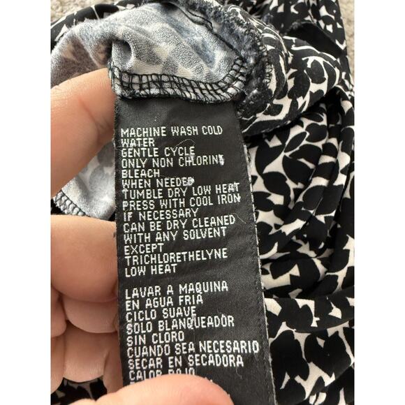 Jones New York Petites Size 8P Abstract Fit Flared Midi Dress Black White Cap - Picture 7 of 8